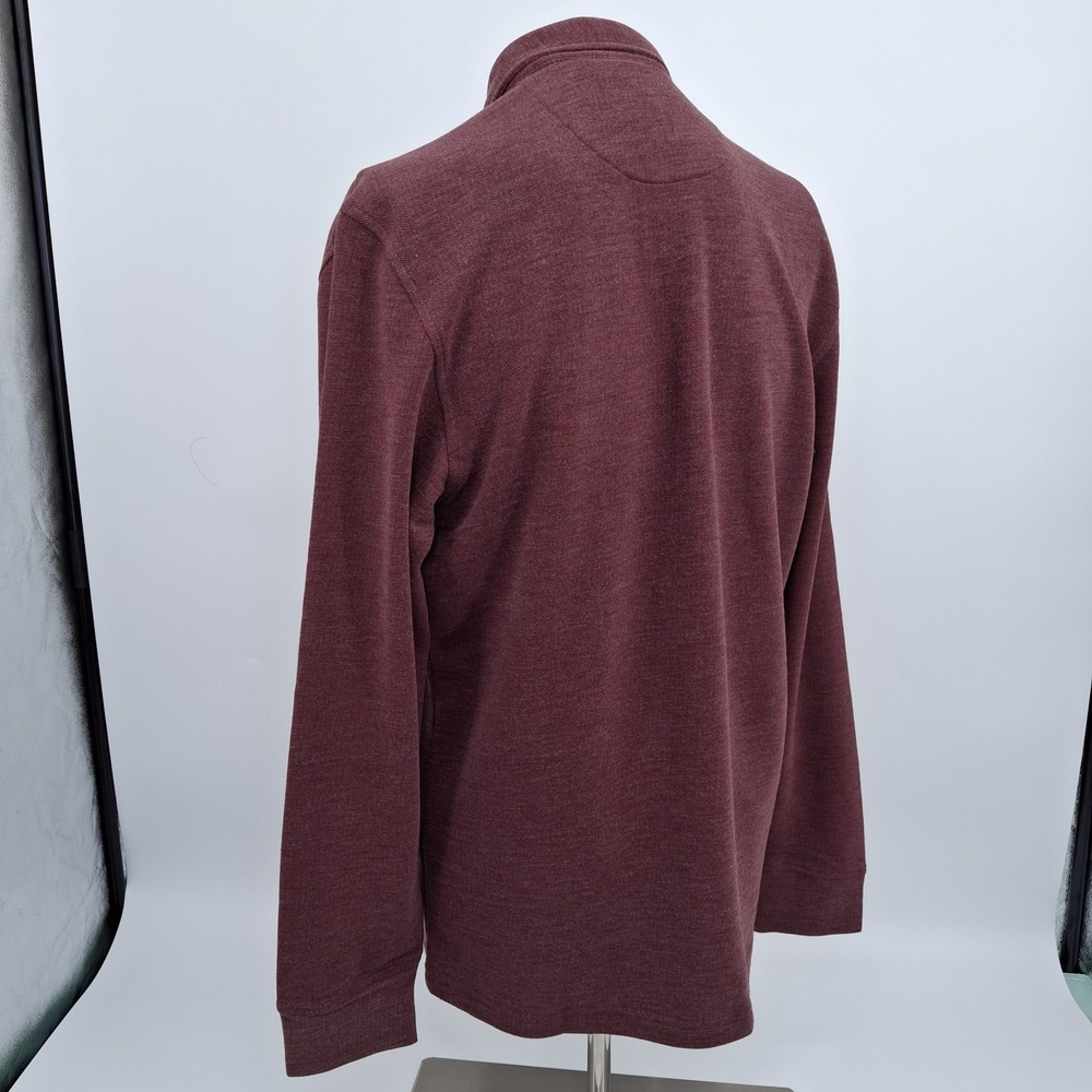UNTUCKit DAO Polo Shirt Mens Medium Maroon Long Sleeve Heathered Cotton Blend - Picture 6 of 15